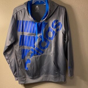 adidas Gray and Royal Blue Graphic Hoodie